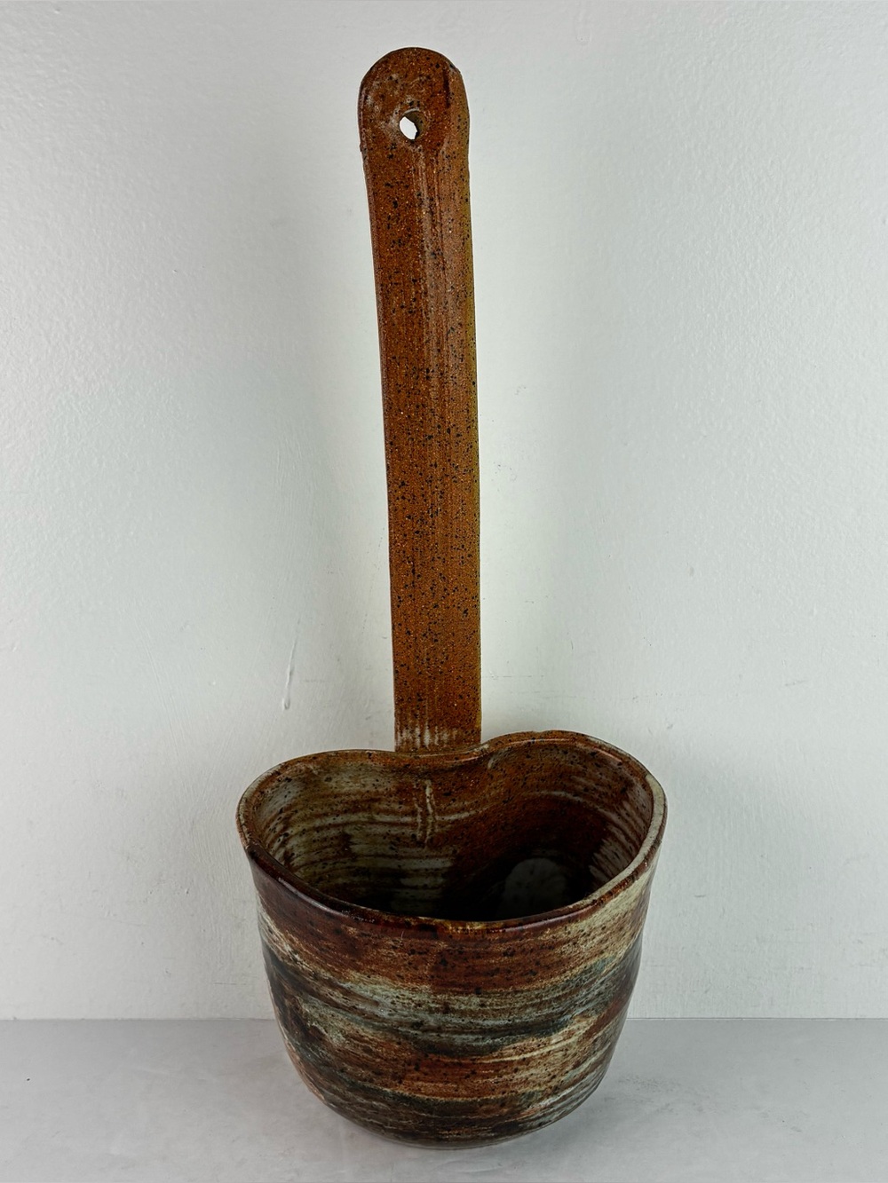 Rustic Primitive Art Glazed Pottery Wall Ladle